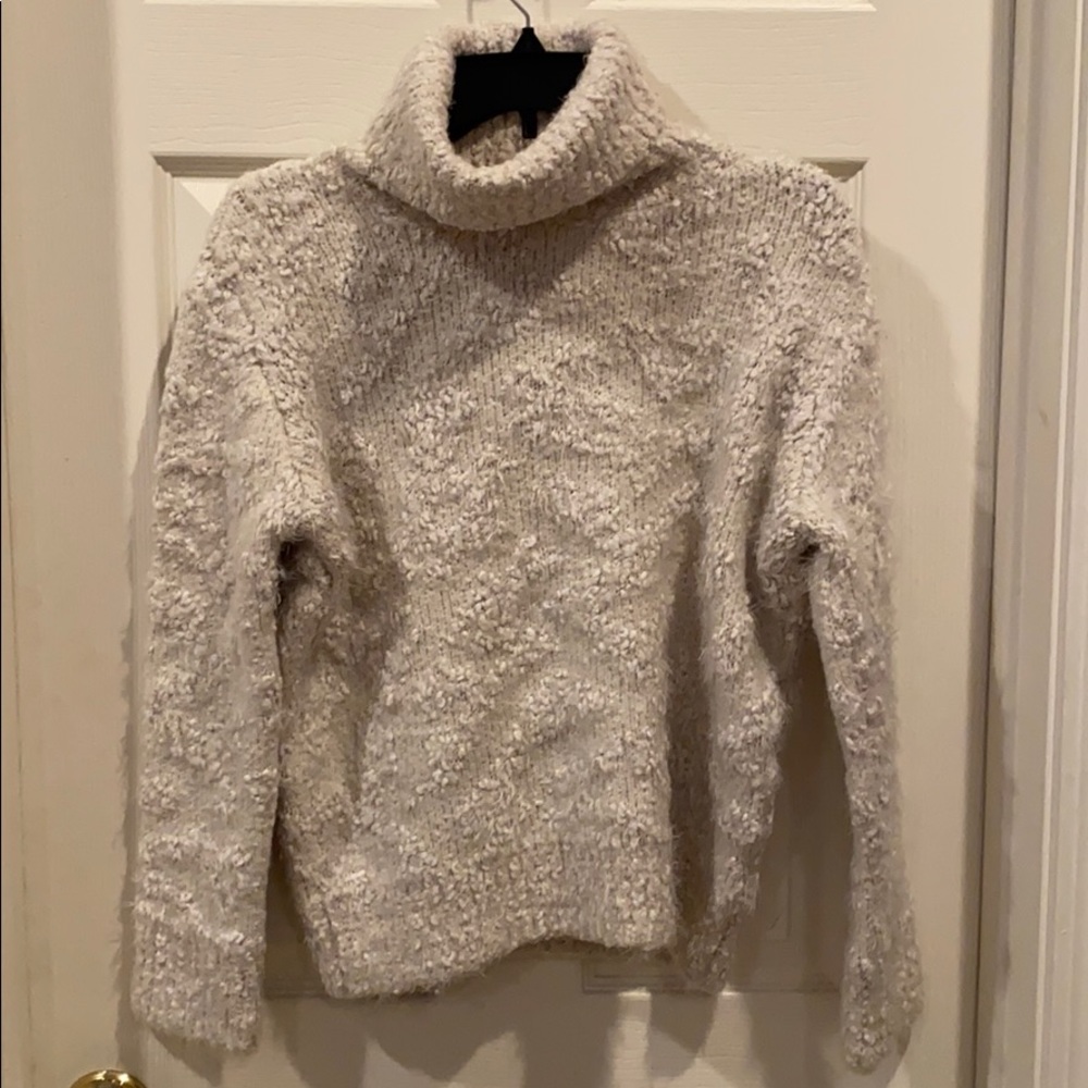 Fuzzy cream Zara Knit Turtleneck Sweater